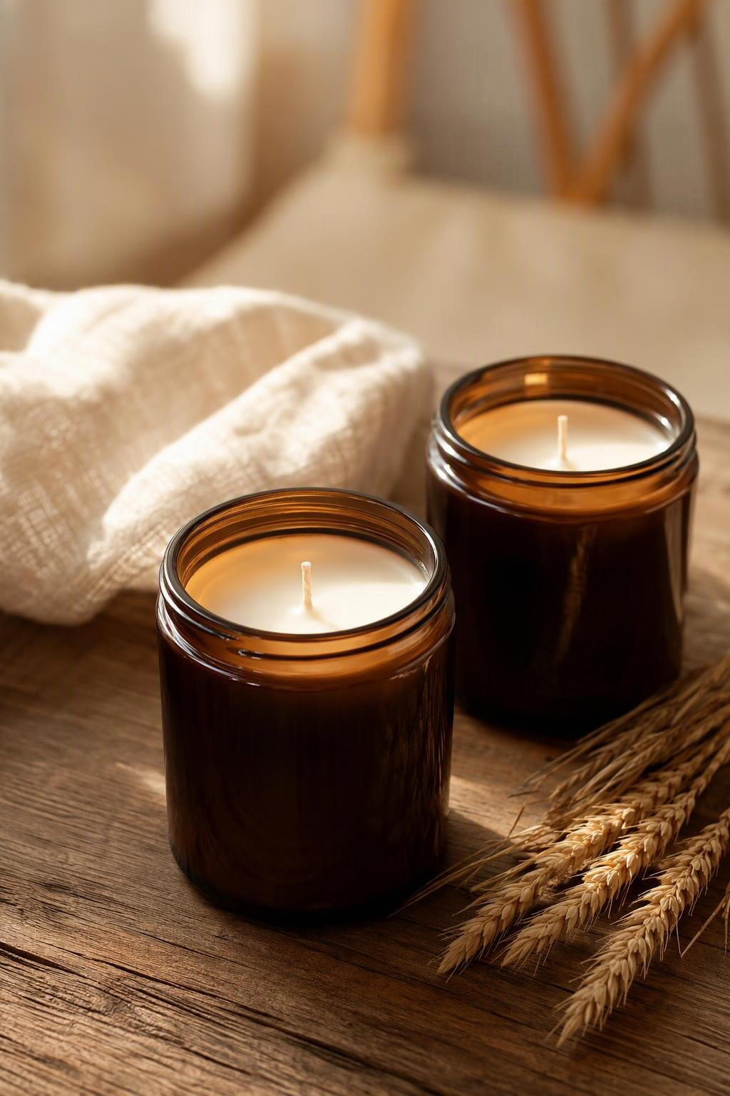 Soy candles in amber glass